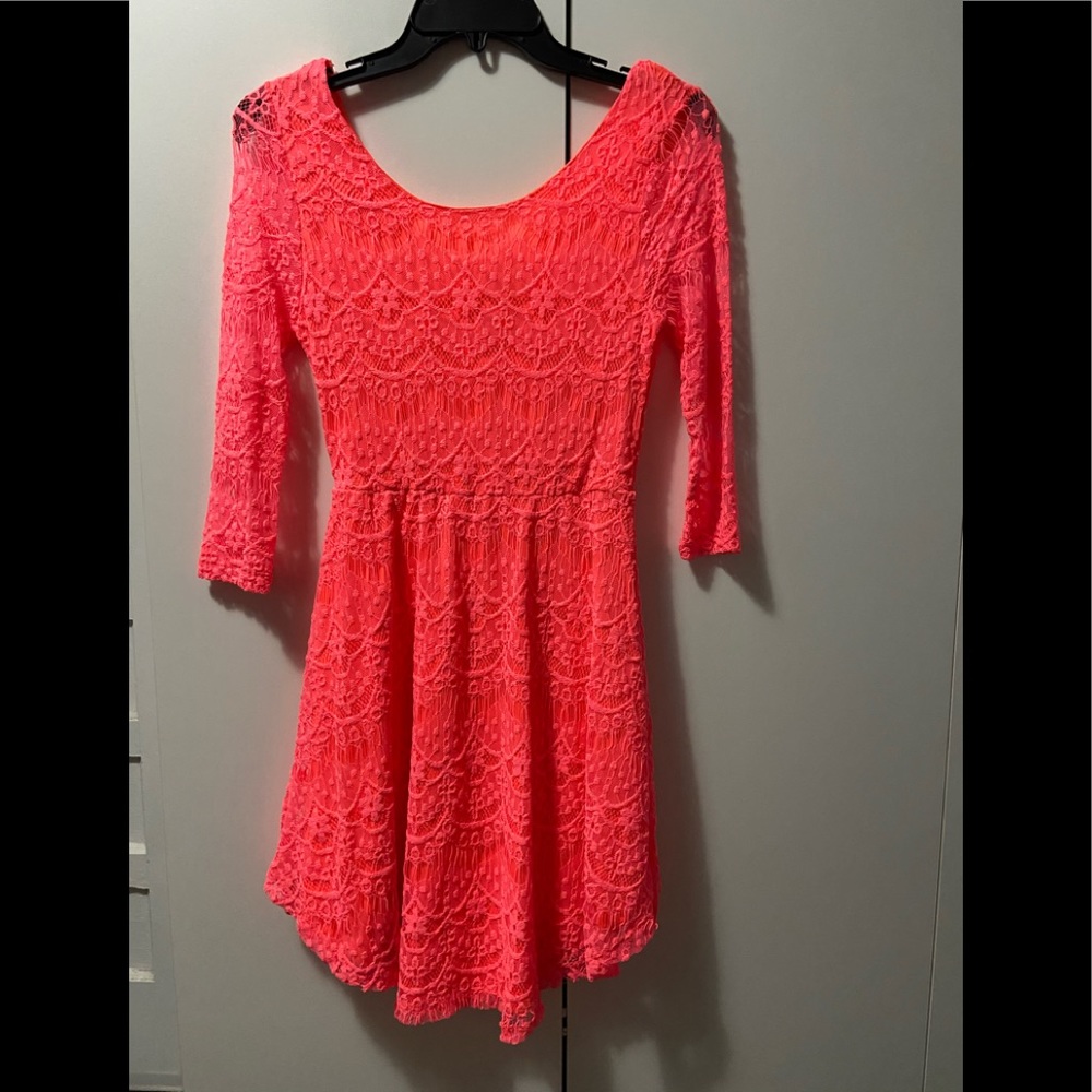 Coral lace dress